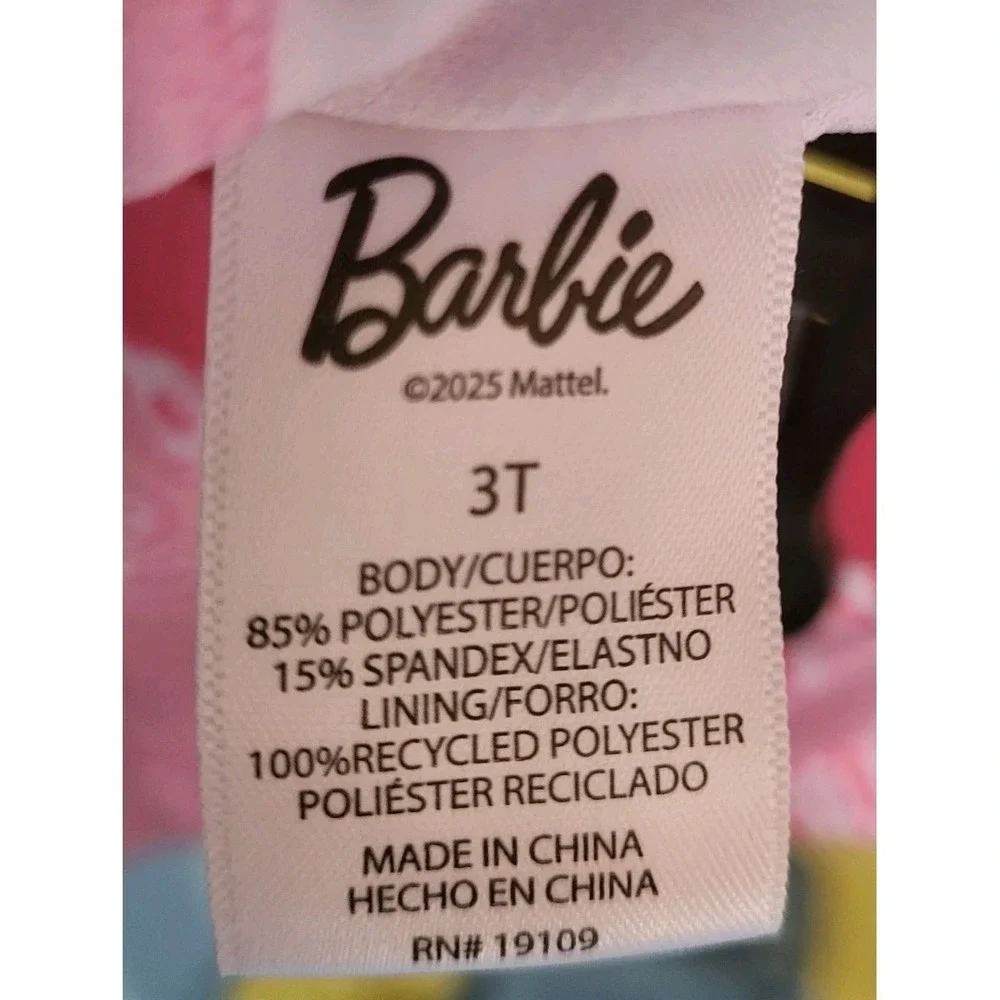Barbie Toddler Girls Pink Long Sleeve Bikini Swimsuit 2-Piece‎ UPF 50+ Size 3T